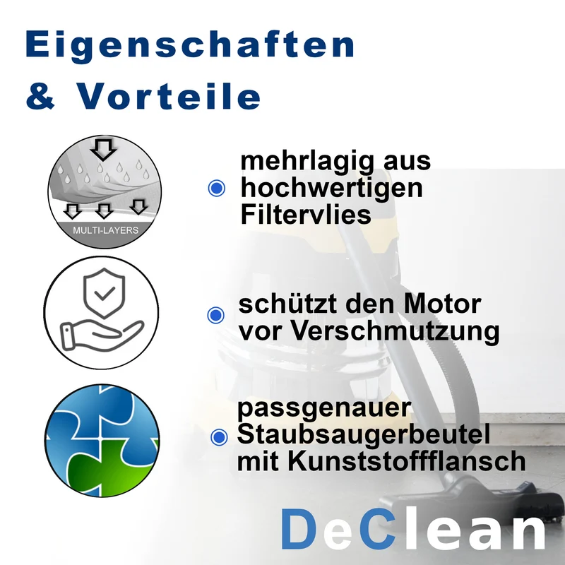 5 Staubsaugerbeutel kompatibel mit Kärcher Vliesfilterbeutel KFI 487, 2.863-006.0
