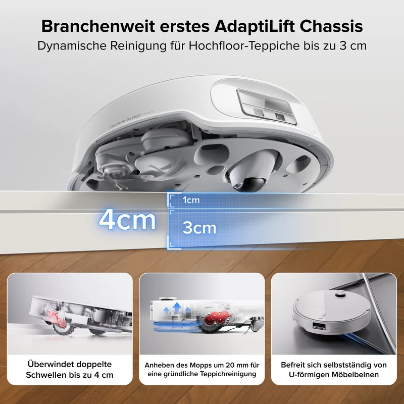 Roborock Qrevo Curv 2 Pro Saug- & Wischroboter, 25.000 Pa Saugkraft, 100 °C Heißwasser-Wäsche