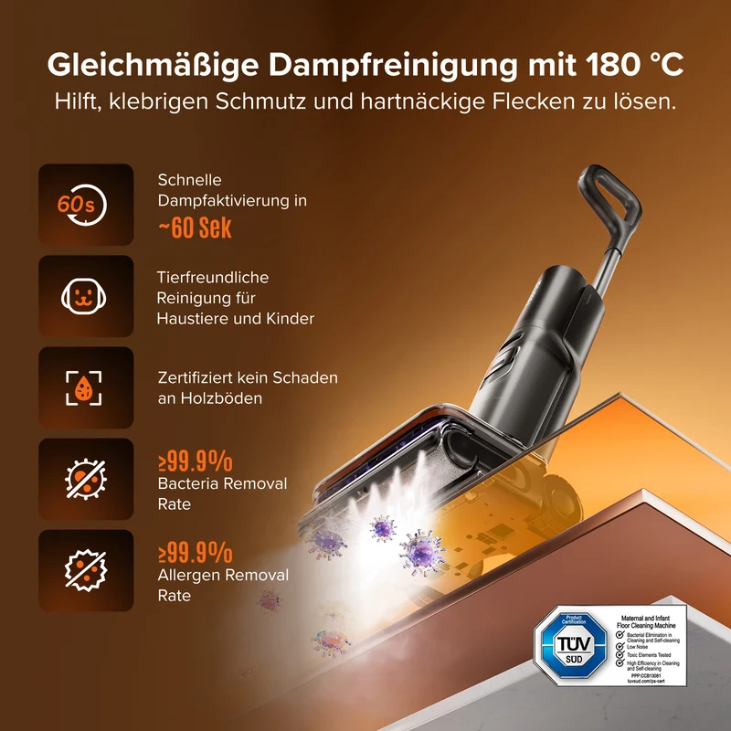 Roborock F25 Steam Nass- und Trockenstaubsauger mit Dampf- und Selbstreinigung mit hoher Temperatur
