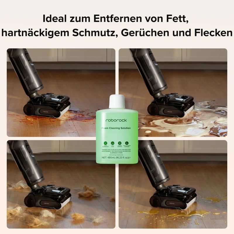 480ml Boden-Schaum-Reinigungslösung – Kompatibel mit dem Roborock F25 ACE Pro Nass-Trocken-Staubsauger, Formel mit geringem Rückstand