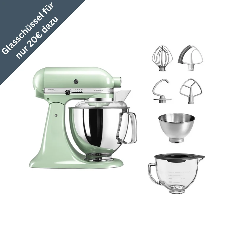 KitchenAid 4,8 L 5KSM175 Artisan Küchenmaschine Glasset mit Glasschüssel