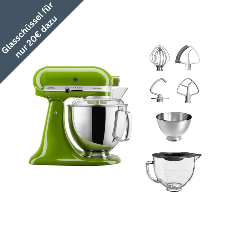 KitchenAid 4,8 L 5KSM175 Artisan Küchenmaschine Glasset mit Glasschüssel