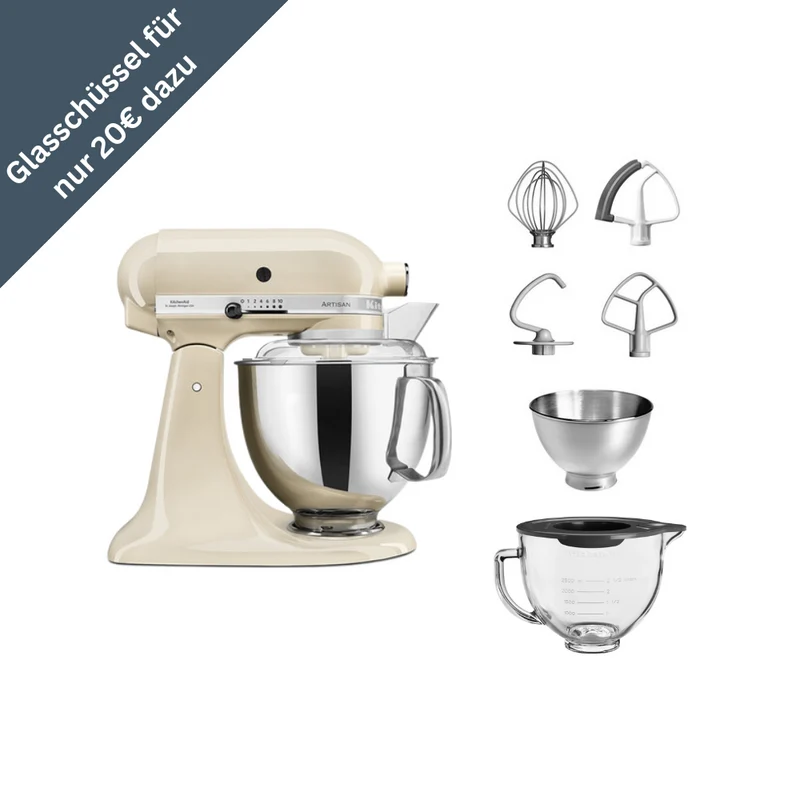 KitchenAid 4,8 L 5KSM175 Artisan Küchenmaschine Glasset mit Glasschüssel