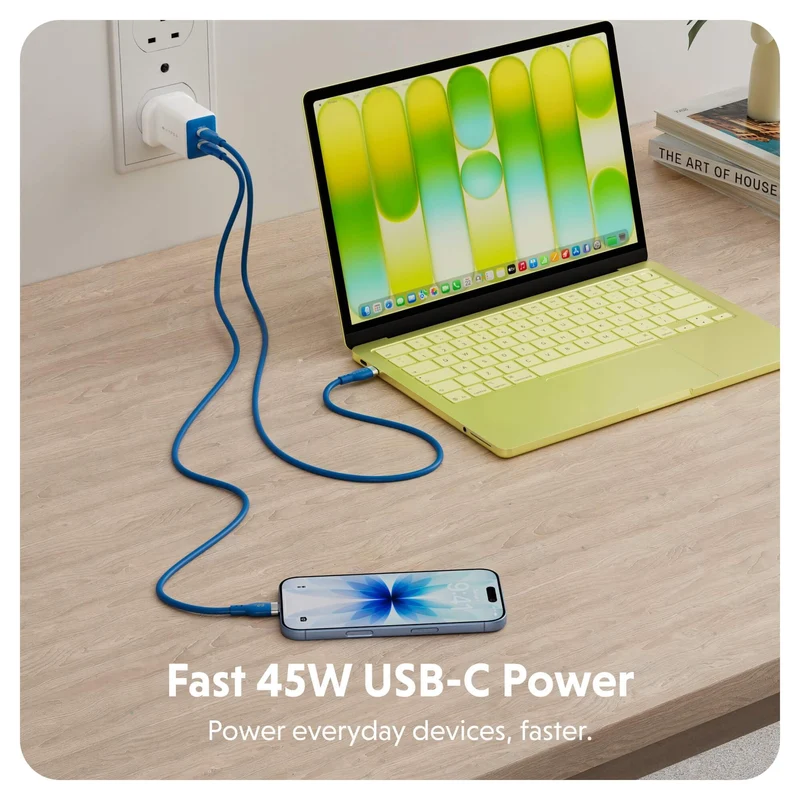 HyperJuice Flex 45 W GaN-Steckdosenladegerät – Blau (UK)
