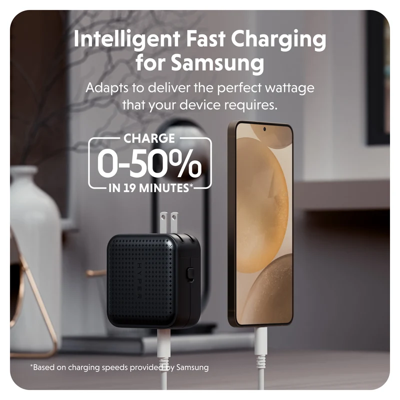 HyperJuice® 70 W USB-C GaN-Reiseladegerät mit Sicherheitsprüfung – Schwarz