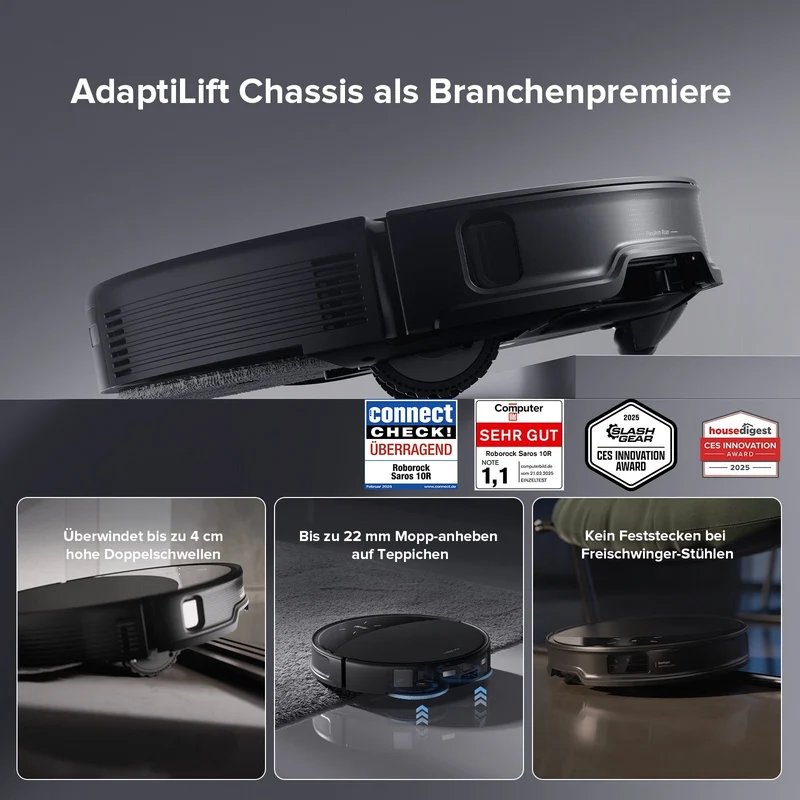 Roborock Saros 10R Saugroboter mit Wischfunktion & angebbarem Wischmopp