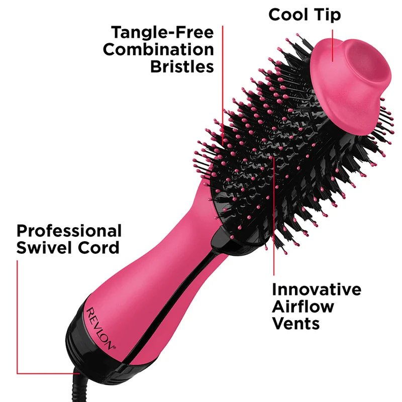 One Step Hair Dryer And Volumiser Hot Brush In Pink