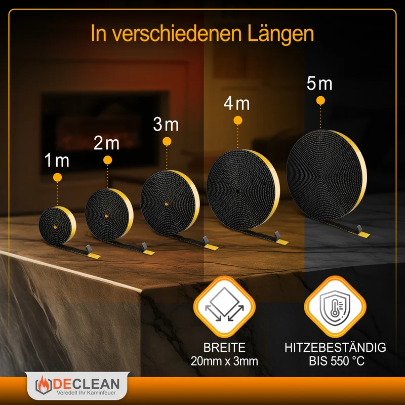 Kamindichtung selbstklebend Dichtband Glas Tür Kamin Ofen Dichtung mit Auswahl
