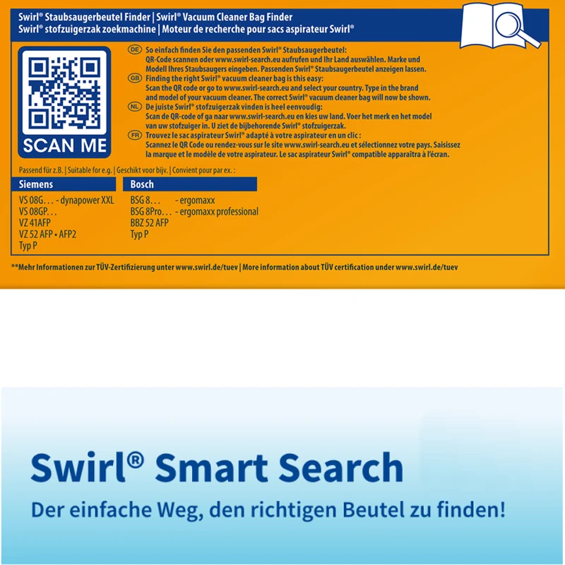 Staubsaugerbeutel kompatibel mit Swirl, Bosch, Siemens