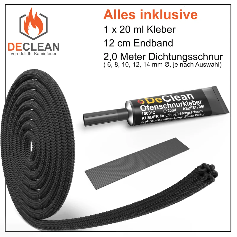 Dichtschnur Ofendichtung Kamindichtung f. Kamin Ofen Dichtung Schnur bis 4 Meter