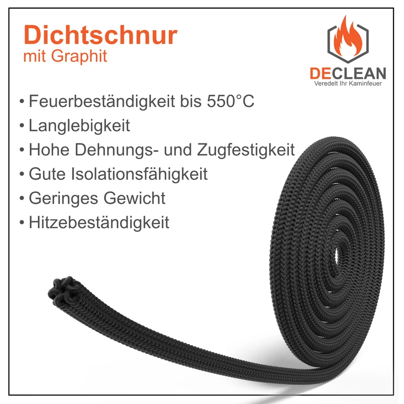 Dichtschnur Ofendichtung Kamindichtung f. Kamin Ofen Dichtung Schnur bis 4 Meter