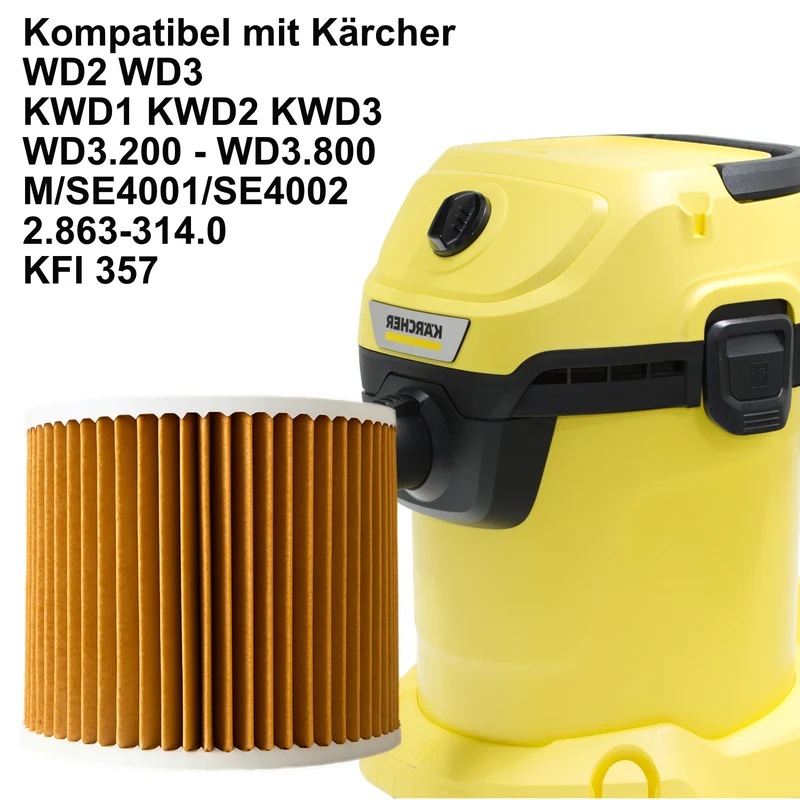 DeClean Filter kompatibel mit Kärcher WD2, WD3, SE4001, SE4002, KWD1-3, MV2, MV3