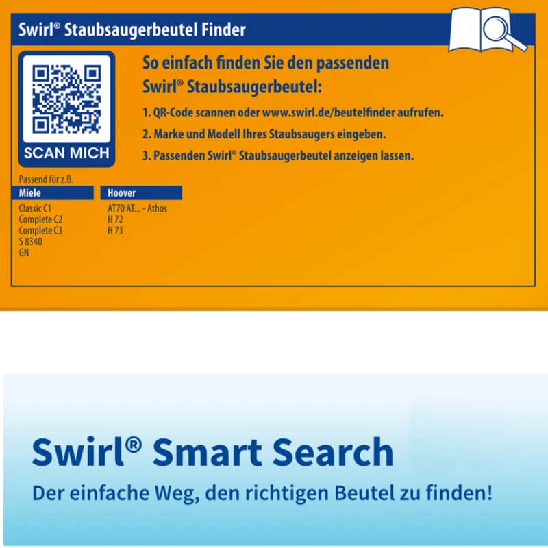 Staubsaugerbeutel kompatibel mit Swirl, Miele, Hoover