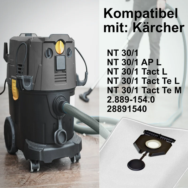 10 Staubsaugerbeutel kompatibel mit Kärcher 2.889-154.0, Nt 30/1 Ap-Tact