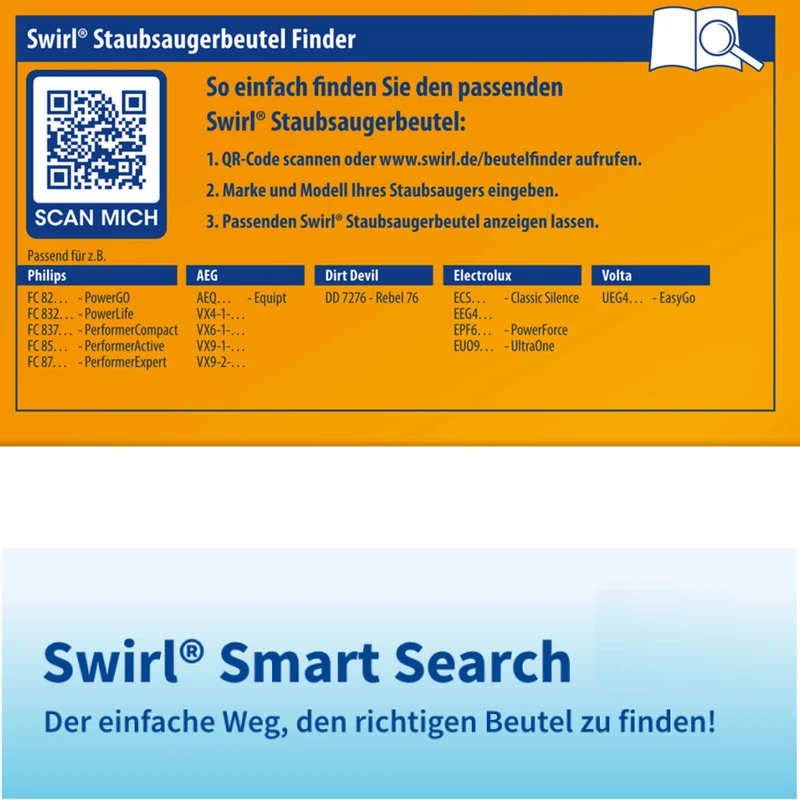 Staubsaugerbeutel kompatibel mit Swirl, AEG, Philips
