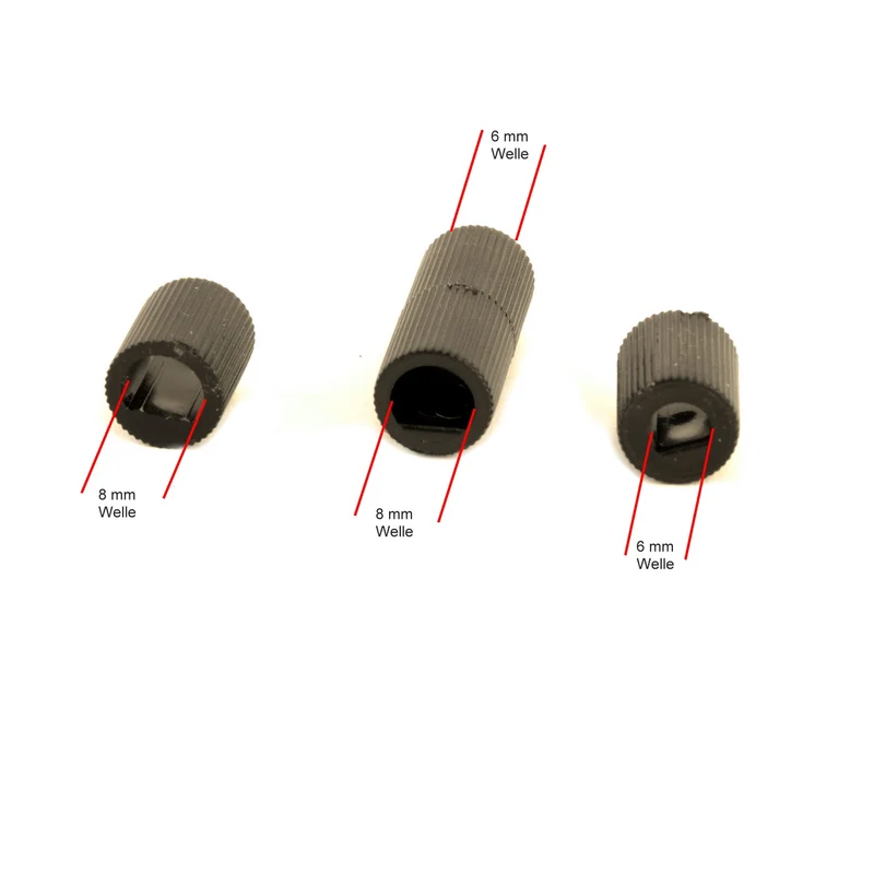 Universal Drehknopf Drehgriff Knebel Schwarz mit Adaptern Herd Kochfeld Backofen