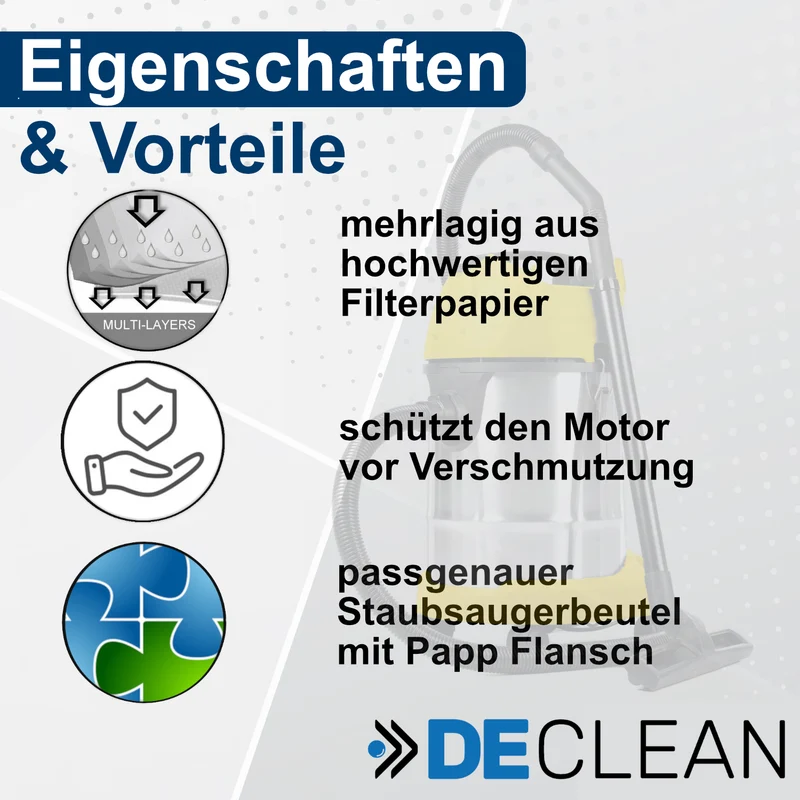 Staubsaugerbeutel kompatibel mit Rowenta, Kärcher BULLY RS05 RS06 RS07 RS08 RS09 RS10 RS100