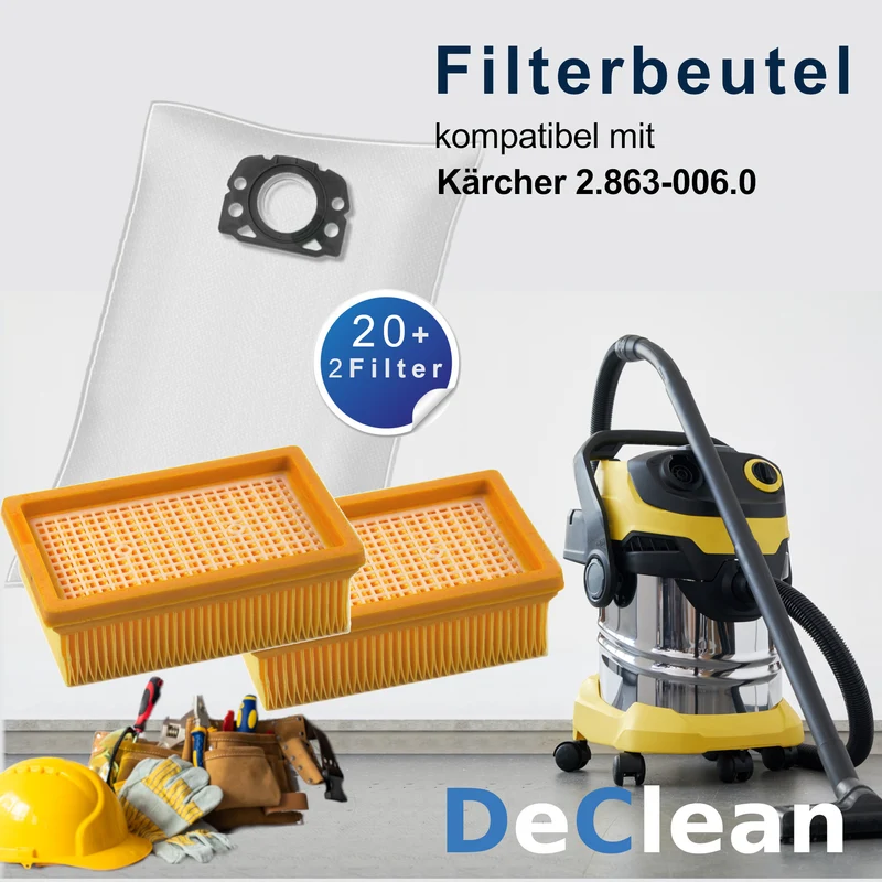 20 Staubsaugerbeutel kompatibel mit Kärcher Vliesfilterbeutel KFI 487, 2.863-006.0