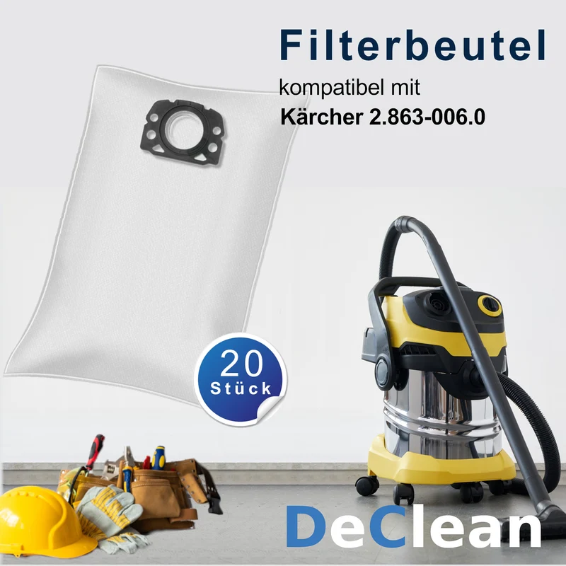 20 Staubsaugerbeutel kompatibel mit Kärcher Vliesfilterbeutel KFI 487, 2.863-006.0