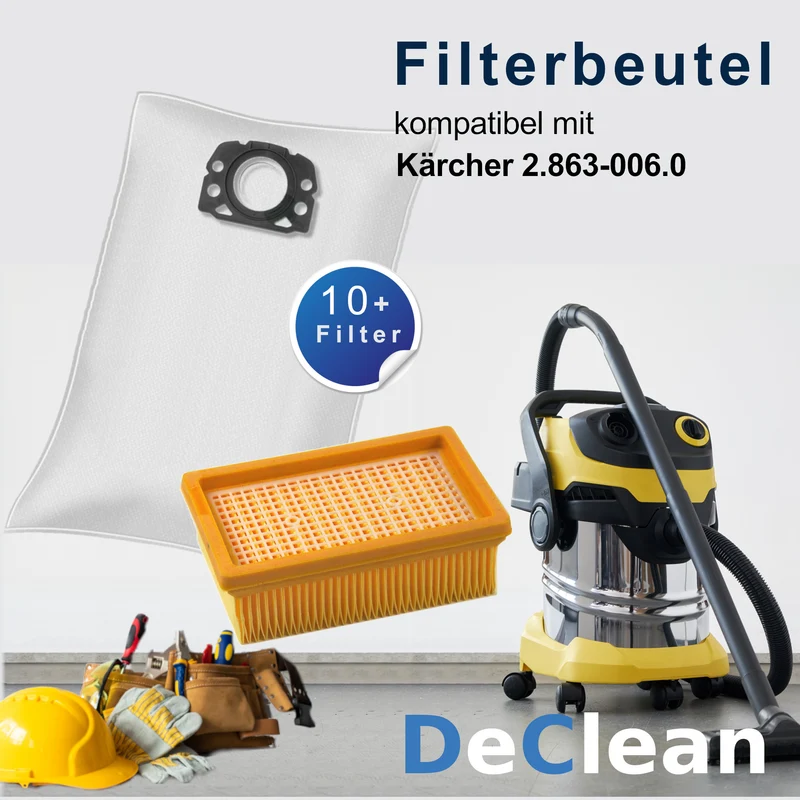 10 Staubsaugerbeutel kompatibel mit Kärcher Vliesfilterbeutel KFI 487, 2.863-006.0