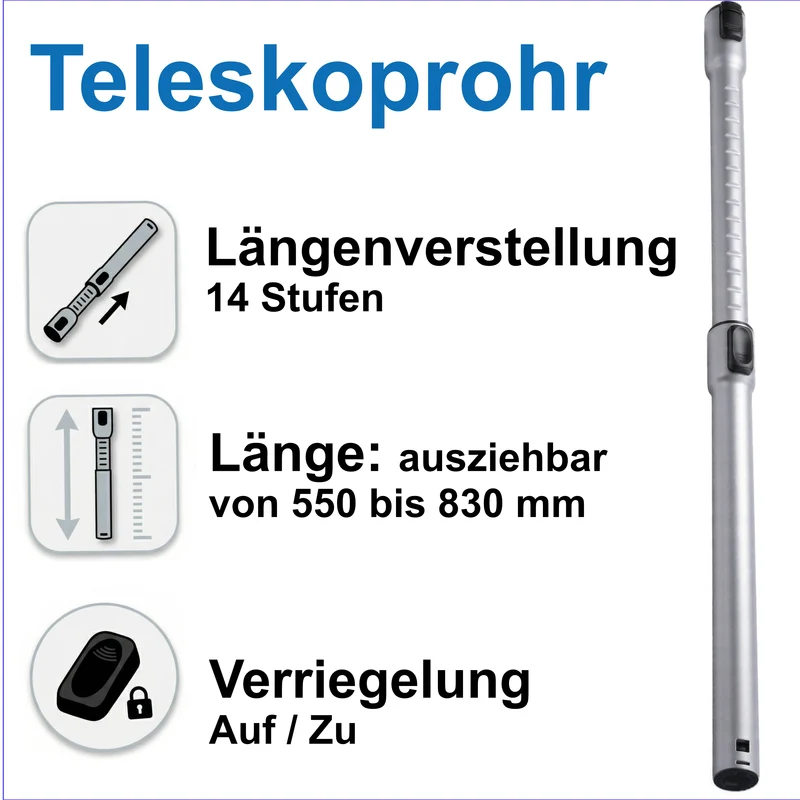 Teleskoprohr kompatibel mit Philips Performer Compact FC8370 FC8375