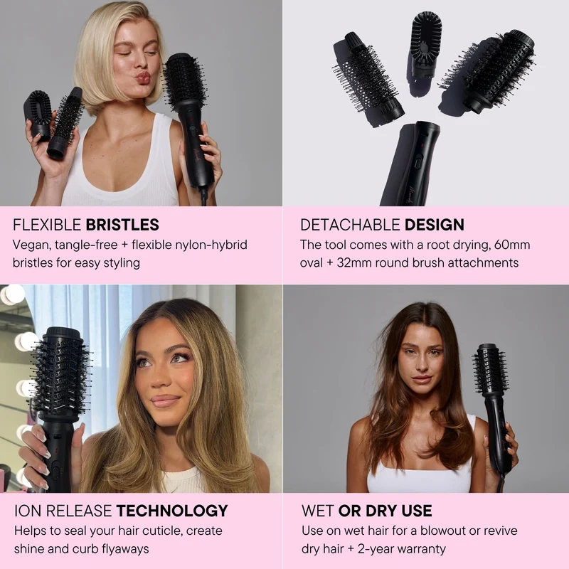 Interchangable Blow Dry Brush - Black