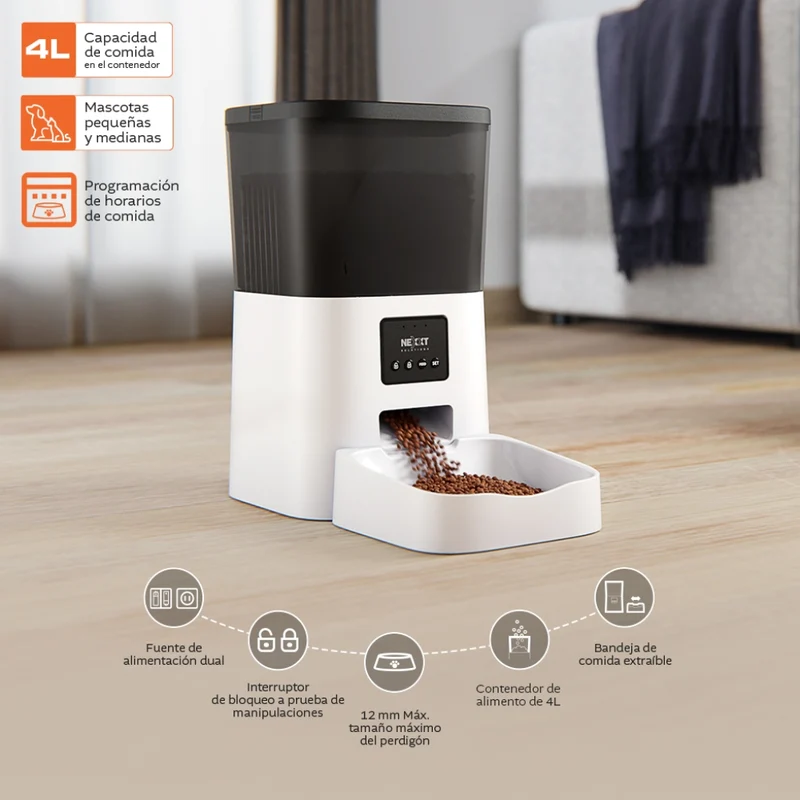 Nexxt Solutions Dispensador Inteligente de Alimento para Mascotas 4 Litros, NHA-P410