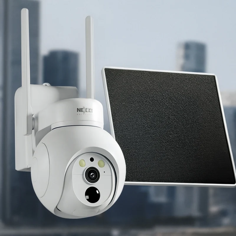 Cámara de Seguridad Inteligente con Panel Solar para Exteriores NHC-OP40SL, Caja Abierta