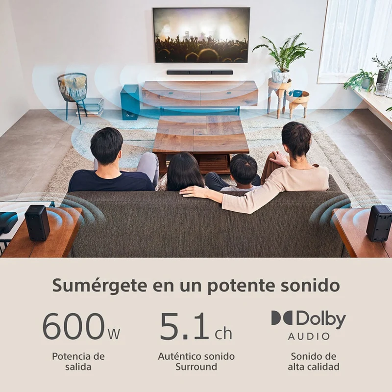 Sony Barra de Sonido 5.1 Canales con Parlantes Inalámbricos, HT-S40R/Z