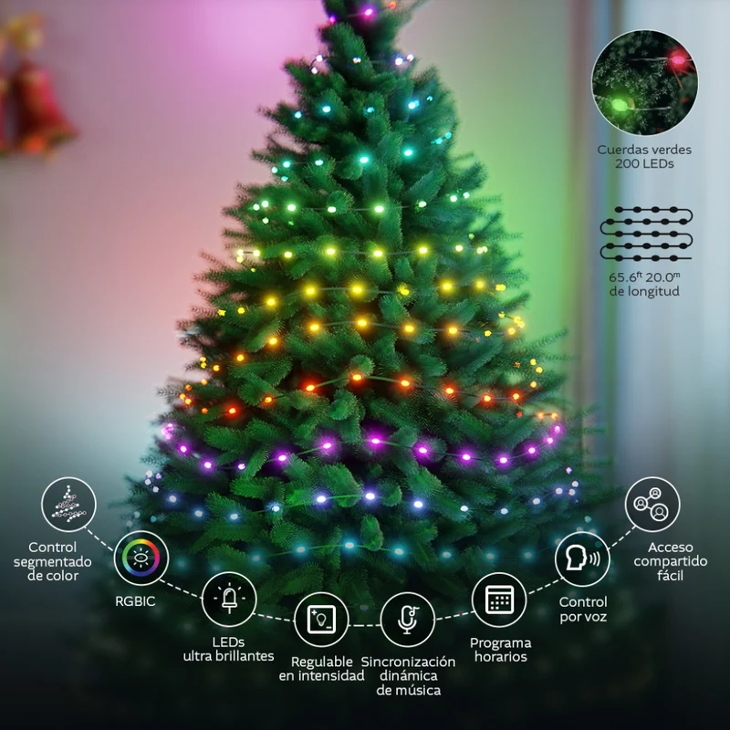 Nexxt Solutions Luces Navideñas Inteligentes 20 Metros, NHB-XL20