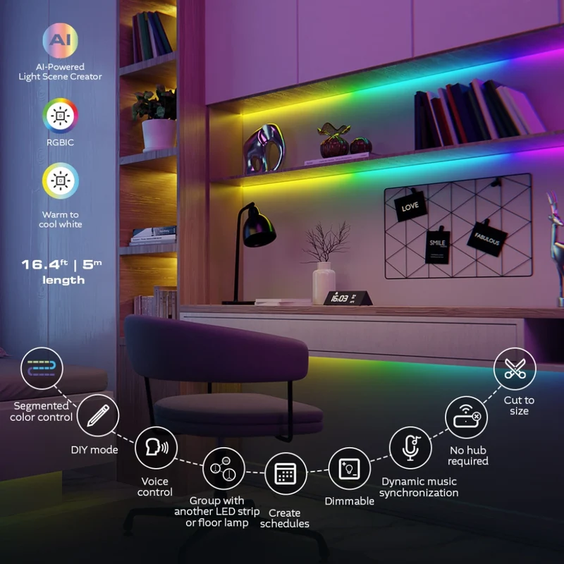 Nexxt Solutions Tira de Luces LED Inteligente Wifi 5 Metros, NHB-S617