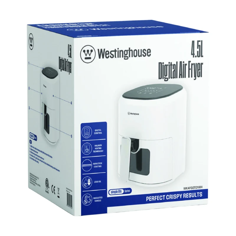 Westinghouse Freidora de Aire Digital Simple Life de 4,5 Litros WKAFGOT01WH, Caja Abierta