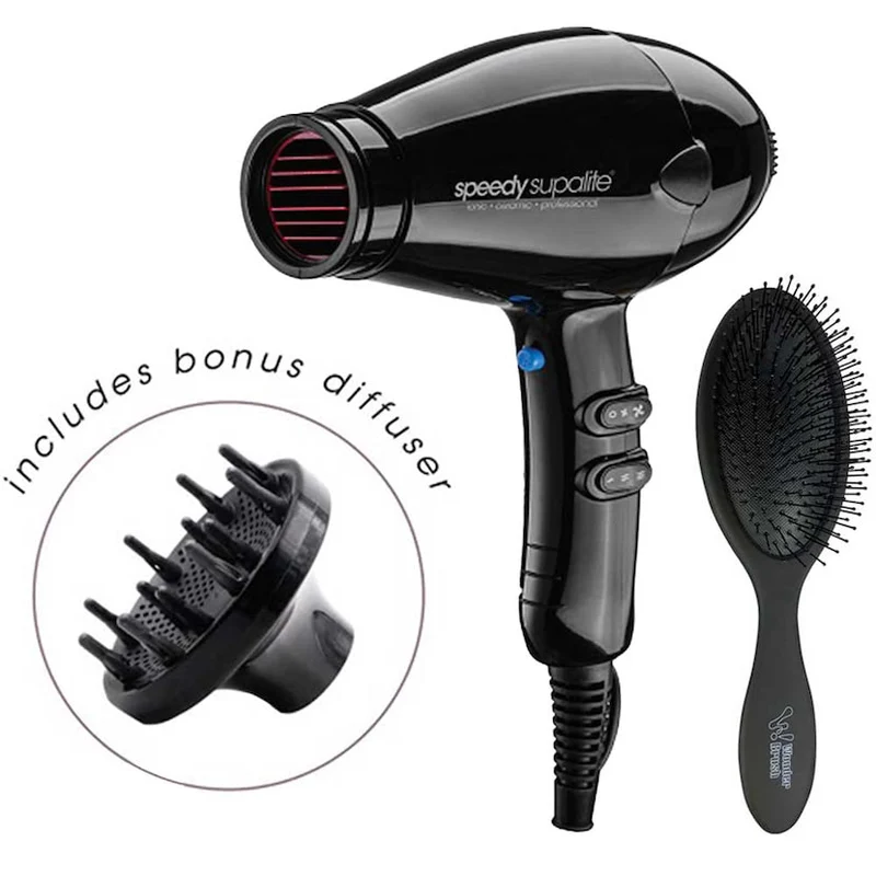 Supalite Ceramic Black Dryer & Brush Pack