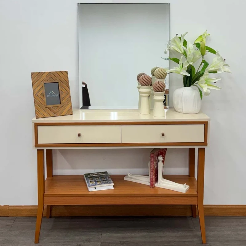 Tokoa Mesa de Entrada MDF con 2 Gavetas 105cm Off White (87613)