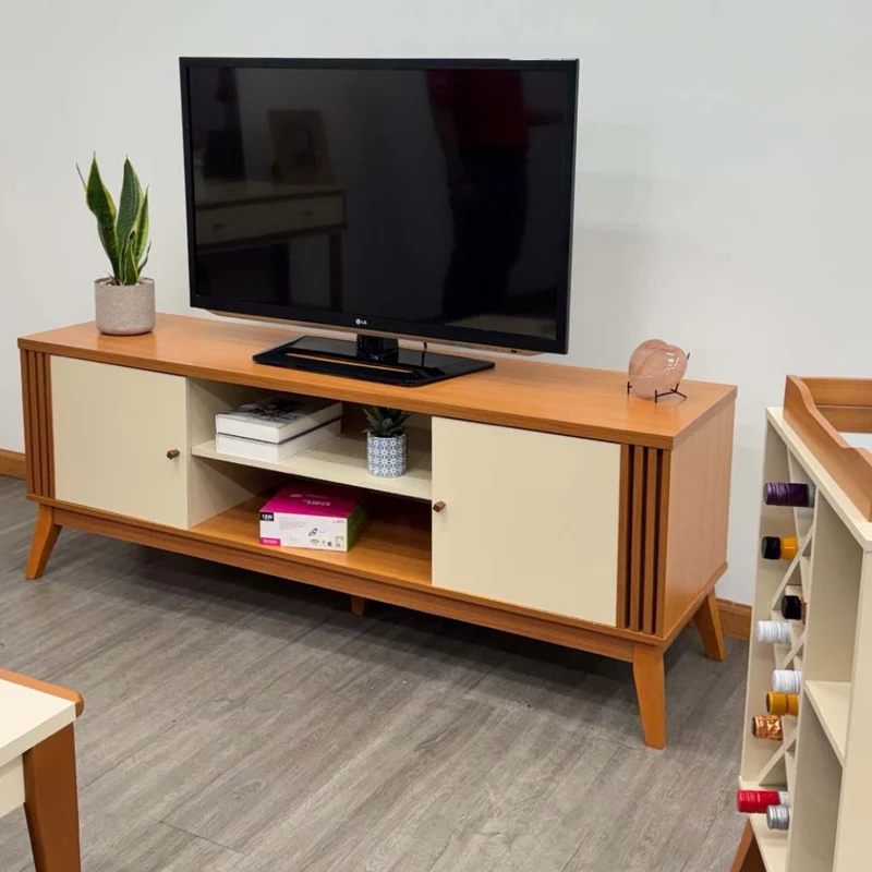 Tokoa Mesa para TV con 2 Puertas y Estantes 160cm Off White (776176)