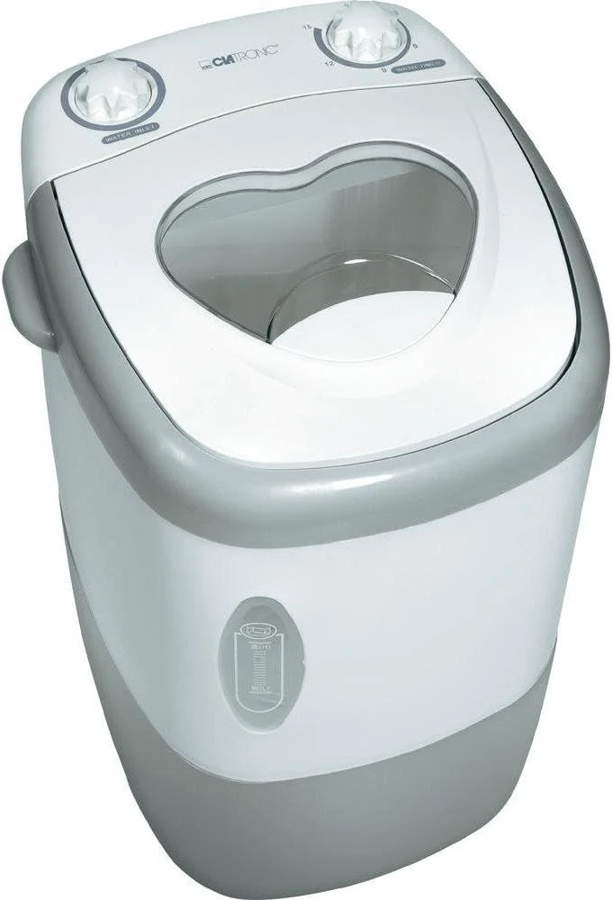 Clatronic MWA 3540 Miniwaschmaschine TL / 1,5 kg / 15 Minuten-Timer/weiß-grau Camping-Waschmaschine