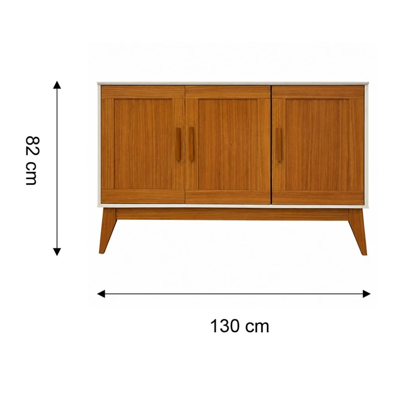 Tokoa Mesa Auxiliar con 3 Puertas 130cm Off White (48434)