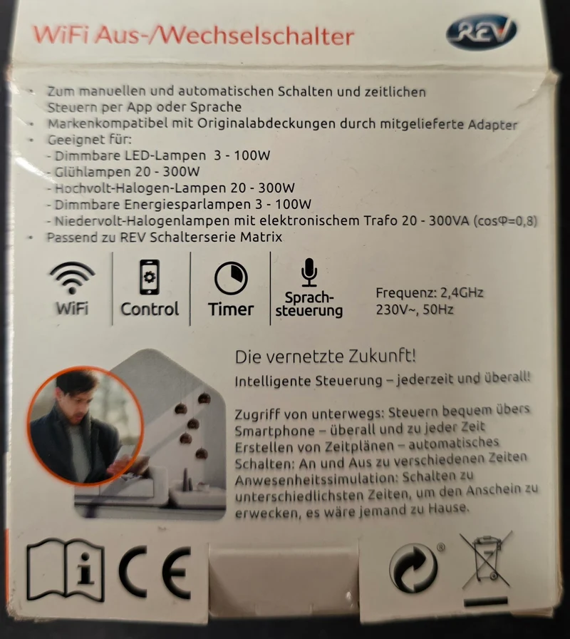 REV WiFi Schalter Link2Home Wifi Aus-/Wechselschalter Komplettgerät