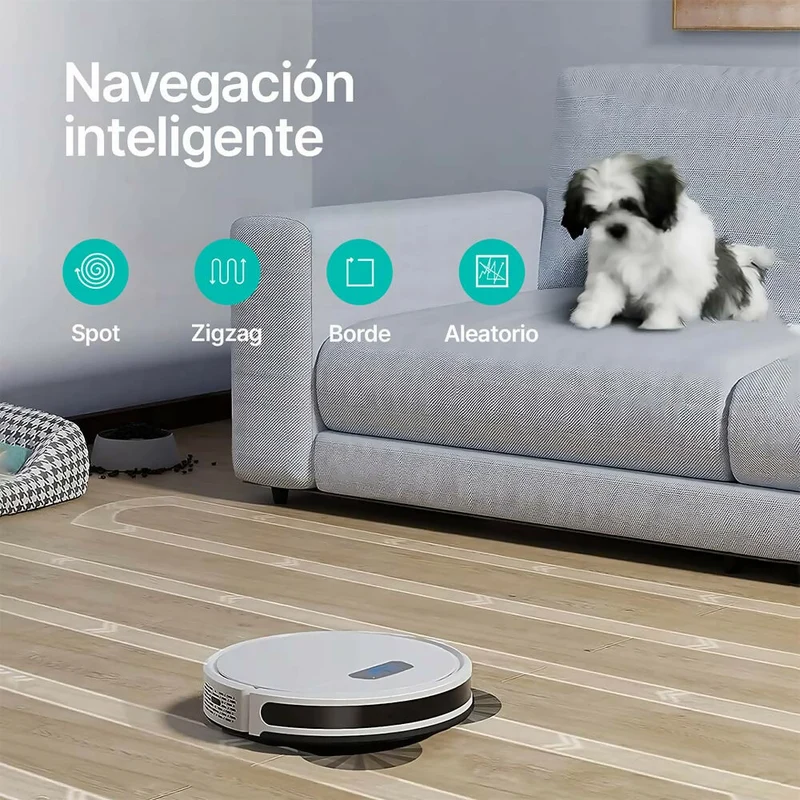 Robot aspirador 3 en 1: barre, aspira y friega / Detección de alfombras inteligente / Potencia de 4000 Pa / Autonomía 150 min / Compatible con Alexa y Google Asistant
