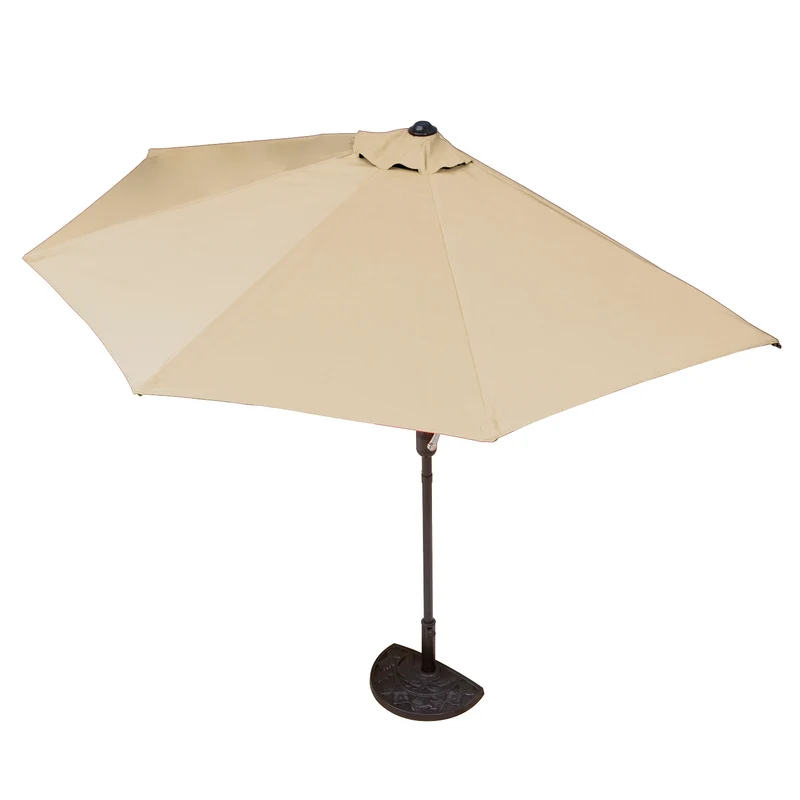 Sonnenschirm mit UV-Schutz mit Sonnenschirmfuß - halbrund 270x140 cm - beige