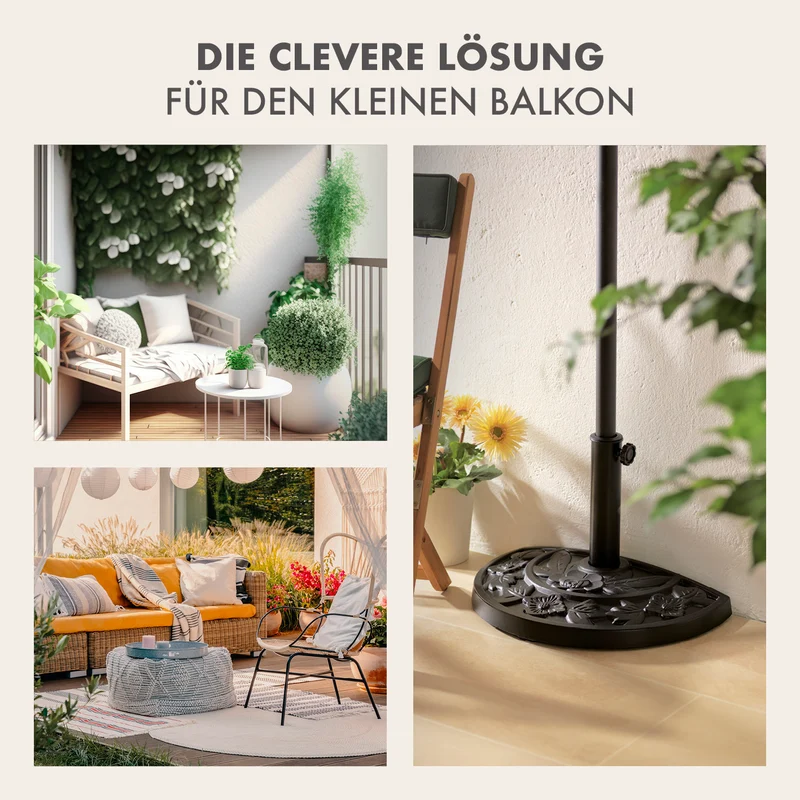 Sonnenschirm mit UV-Schutz mit Sonnenschirmfuß - halbrund 270x140 cm - beige