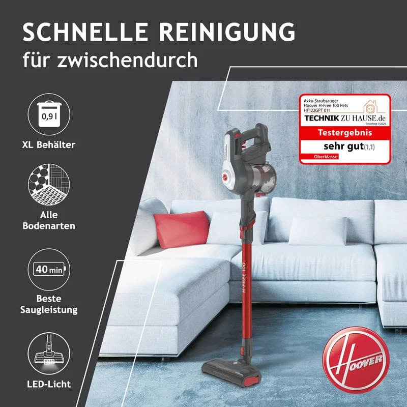 Hoover H-Free 100 PET Akku-Staubsauger [HF122GPT]