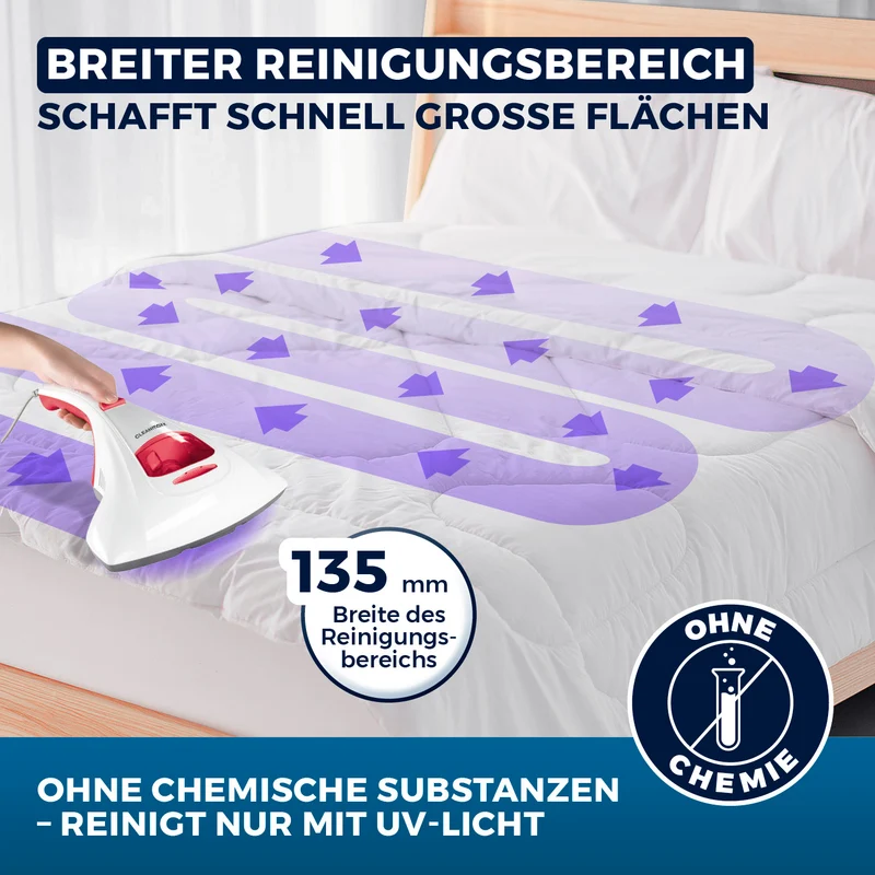 Milbensauger Vibration + 2 EPA-Filter - Weiß/Rot