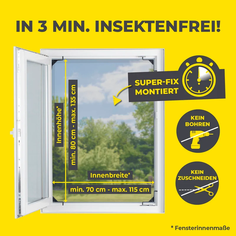 Teleskop-Insektenschutzgitter mit integriertem Netz - 4er-Set - anthrazit