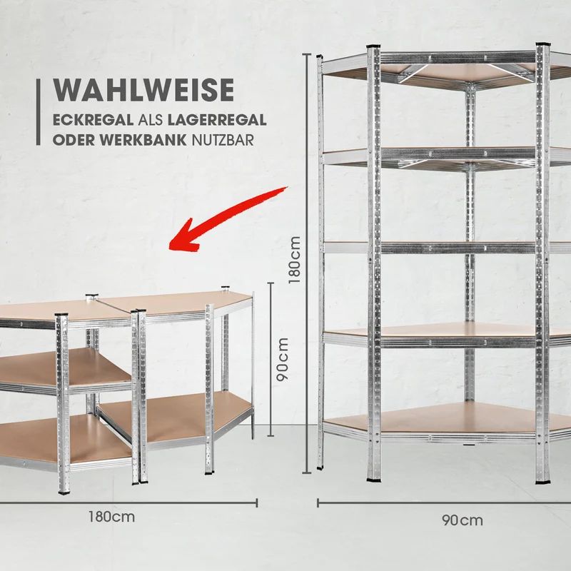 Schwerlastregal & Werkbank - 3er-Set - 2625 kg Traglast, 175 kg pro Ebene & 15 Ebenen