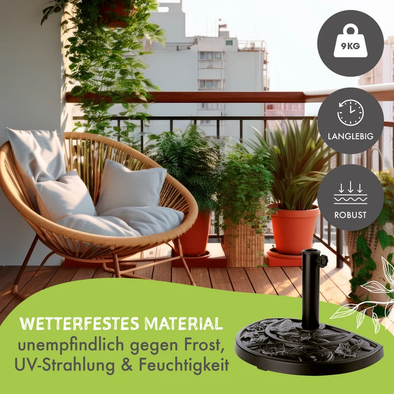 Sonnenschirmfuß Guß-Optik - Schwarz