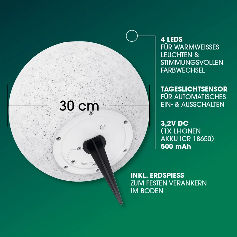 Solar-Dekostein mit Fernbedienung & Farbwechsel - 2er-Set