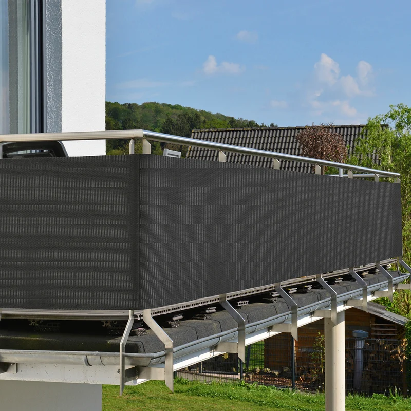 Polyrattan Sicht- und Windschutz in Anthrazit