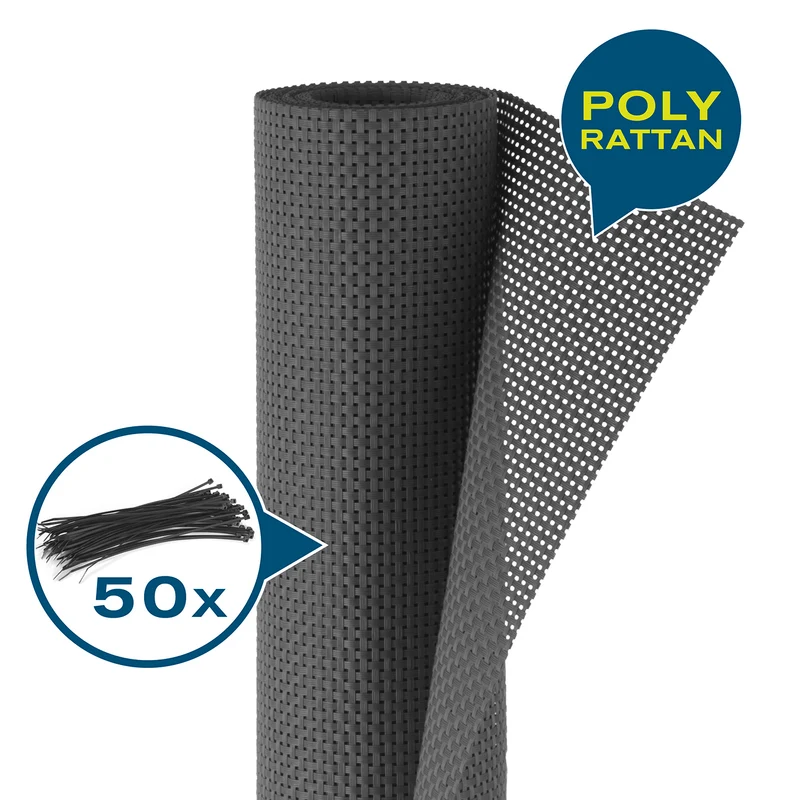 Polyrattan Sicht- und Windschutz in Anthrazit
