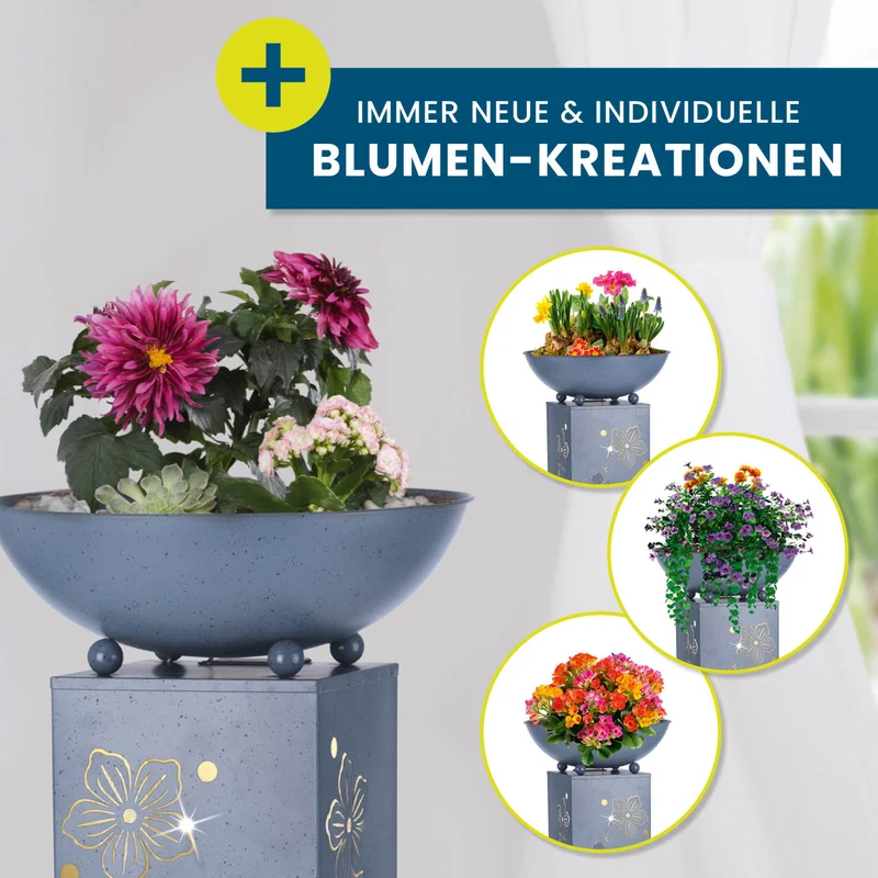 LED Pflanzsäule "Blume" in 3D Beton-Optik